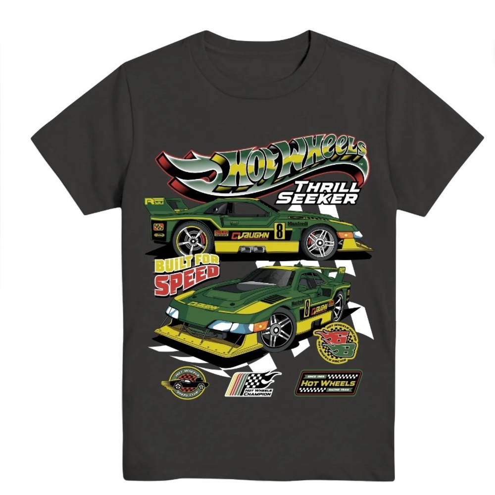 💕5/$15 Hot Wheels Thrill Seeker Hunter Green T-Shirt, NEW
